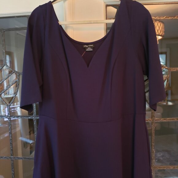 City Chic purple fit & flare Dress - Picture 6 of 8